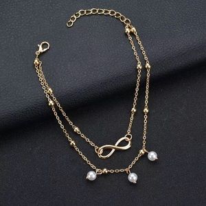 🎉 New Infinity Pearl Gold Plated Adjustable Ankle Bracelet